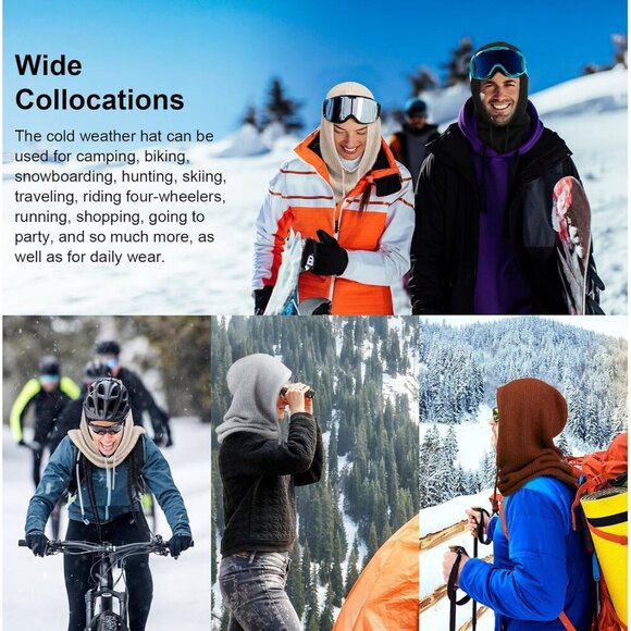 Unisex Red Beanie Skull Cap with Drawstring Warm Winter Hats for Outdoor main image 7